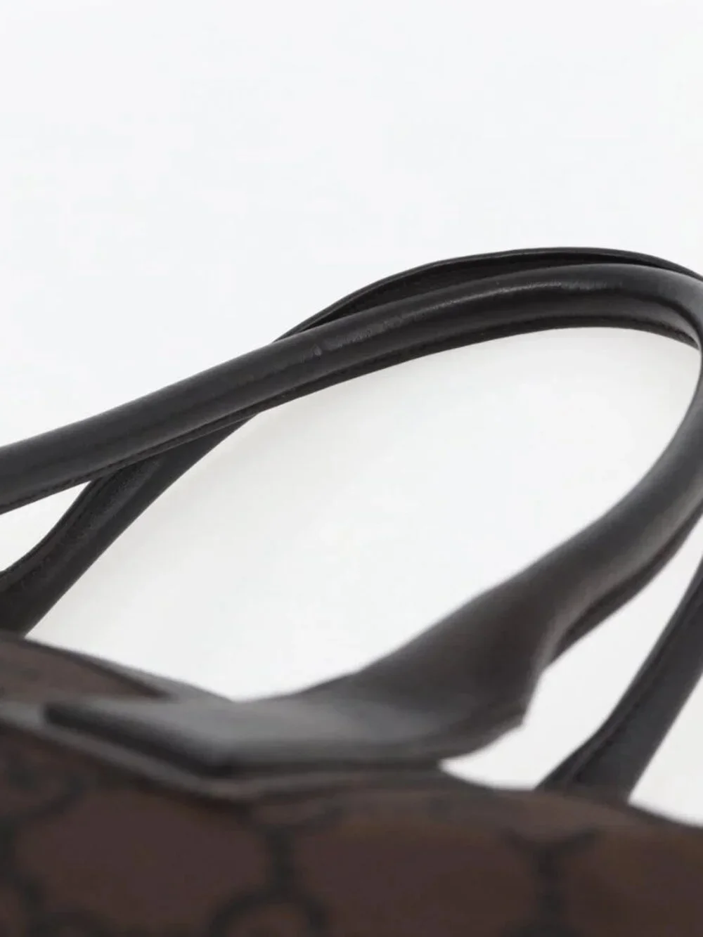 GUCCI GG Canvas Tote Bag Nylon outlet Dark Brown Silver 143742 Auth am10768 - Picture 9 of 16